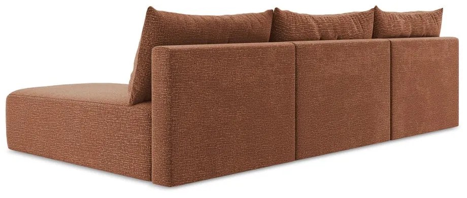 Разтегателен ъглов диван с място за съхранение в тухлен цвят Kalena – Makamii
