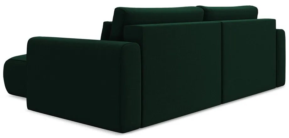 Зелен кадифен разтегателен ъглов диван с място за съхранение (десен ъгъл) Kapua – Makamii