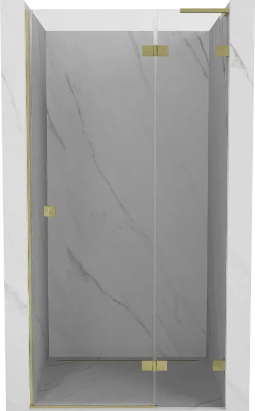 Mexen Lunar L Душ кабина с врати на панти, десни 80 см, прозрачен, златисто матов - 834L-080-000-55-00-P