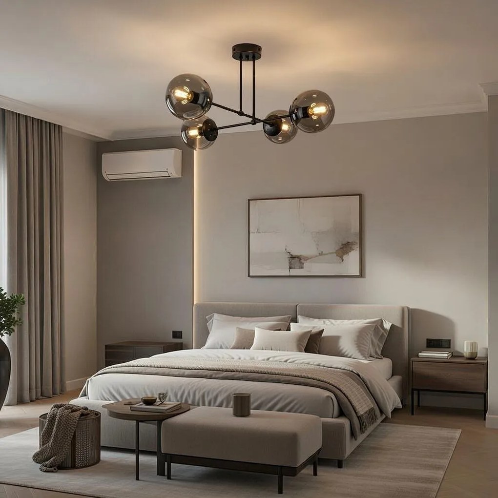 Плафон ГАРДА, черен/сив, 4xE27