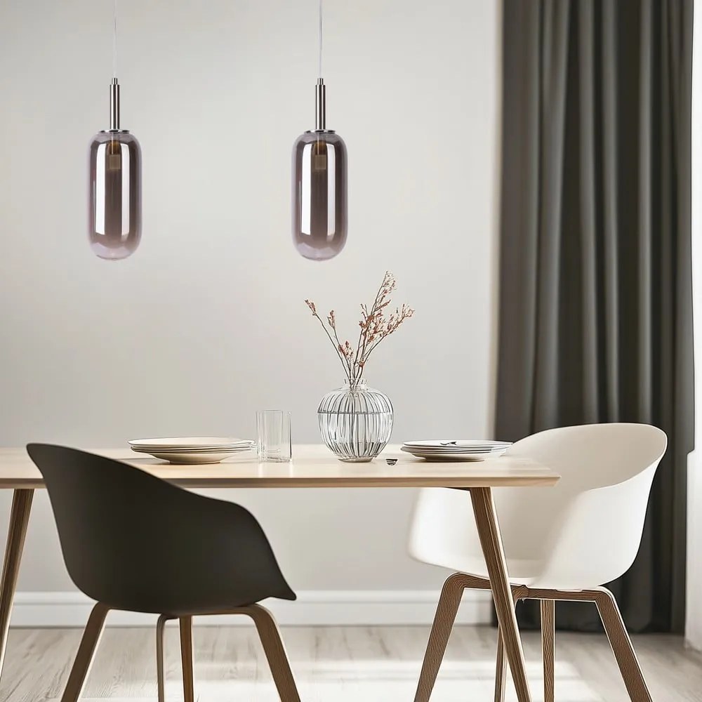 Антрацит LED висящо осветително тяло със стъклен абажур ø 13 cm Fiuggi – Candellux Lighting