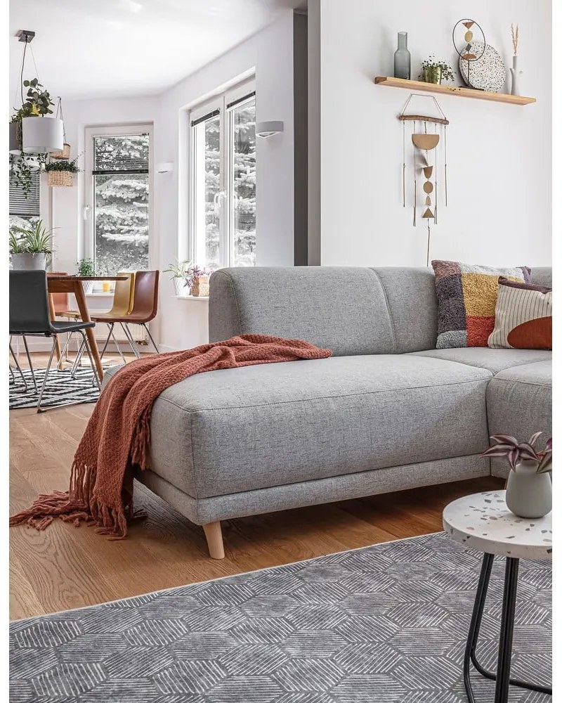 Светлосив разтегателен/с място за съхранение ъглов диван (ляв ъгъл/L форма) Classy Sophie – Miuform