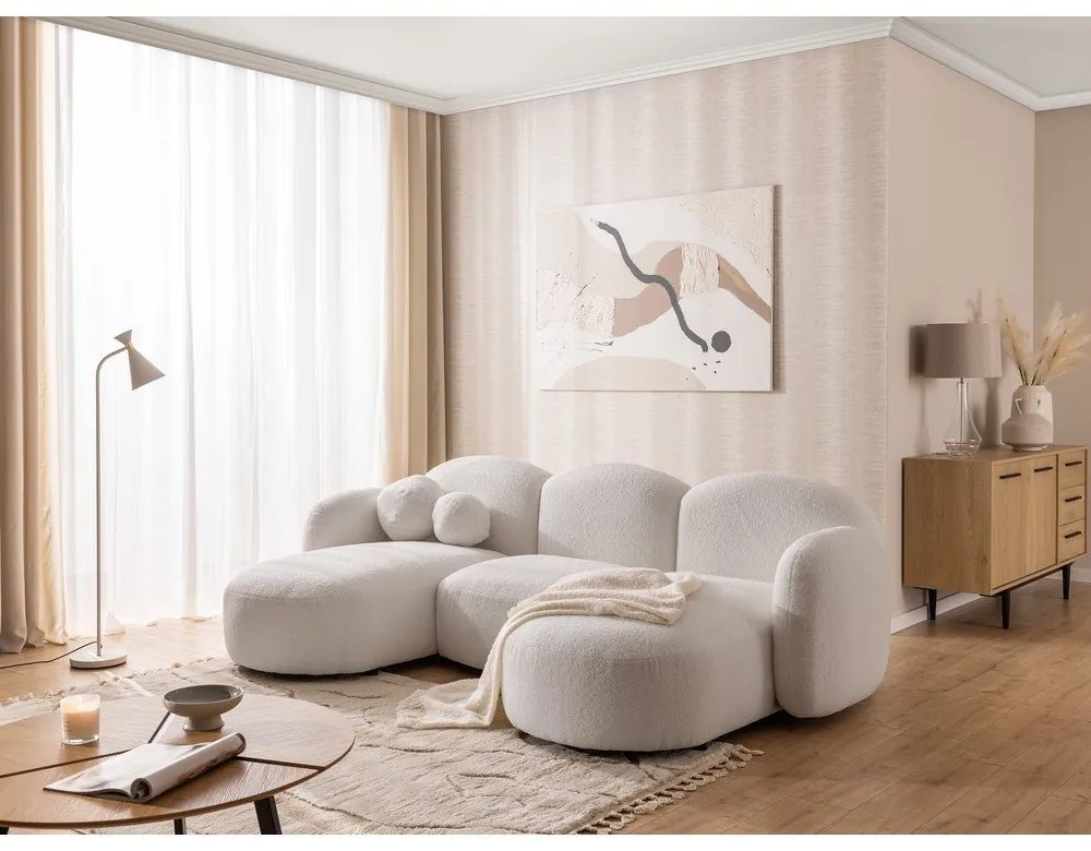 Кремав ъглов диван от прежда с примки от букле (U форма) Orbit – Ropez