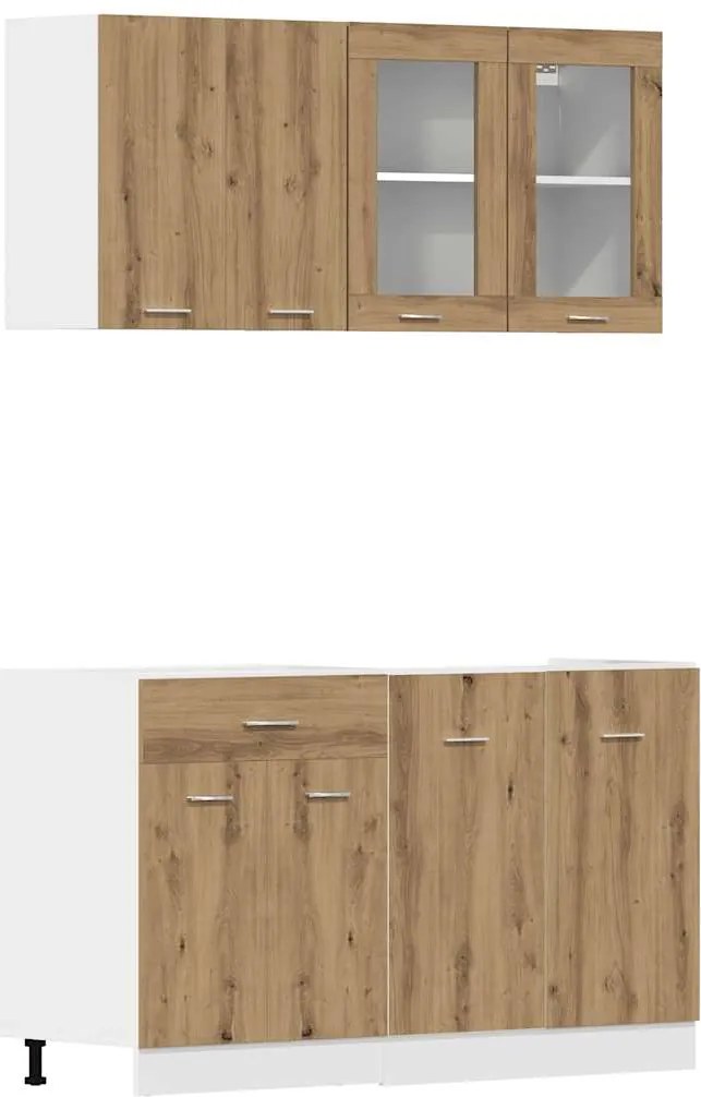 3328574 vidaXL Комплект кухненски шкафове от 4 части "Lyon" от дъб Artisan, инженерна дървесина