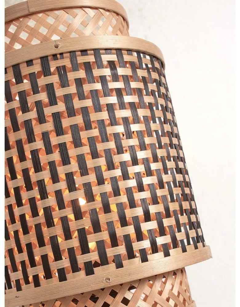Подова лампа с бамбуков абажур в черен и естествен цвят (височина 135 см) Bhutan - Good&amp;Mojo