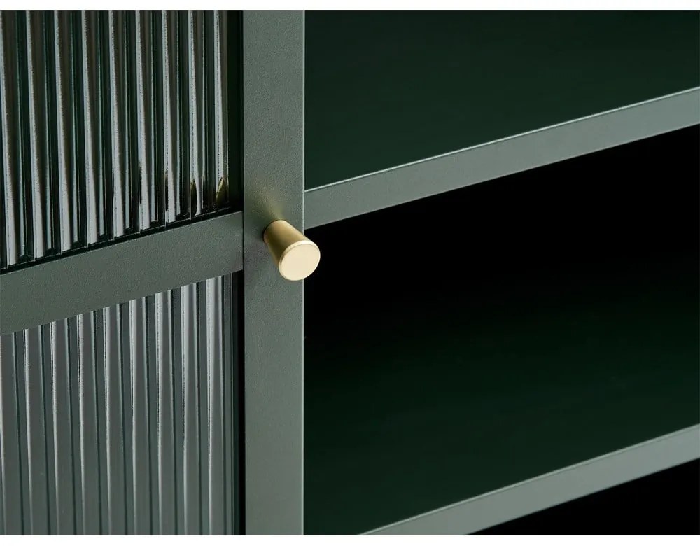 Зелена метална витрина Bronco, височина 140 cm - Unique Furniture