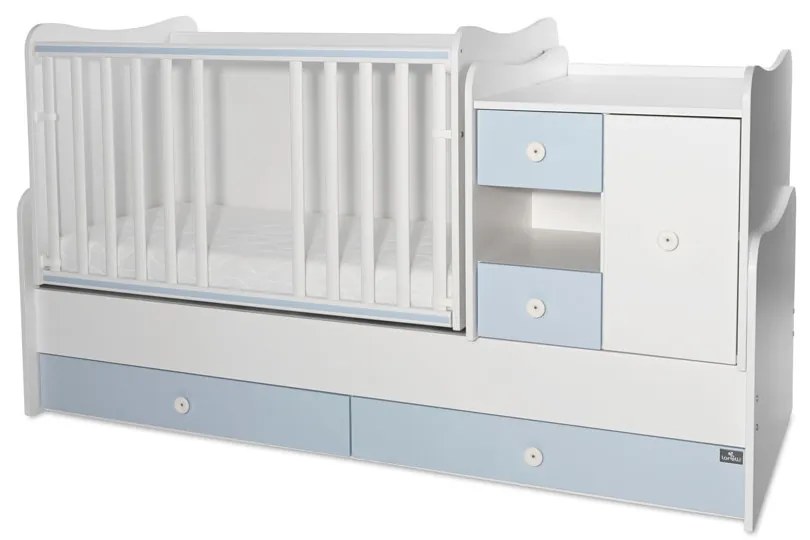 LORELLI Classic Трансформиращо се легло-люлка 190/72 см. MINI MAX БЯЛО/BABY BLUE