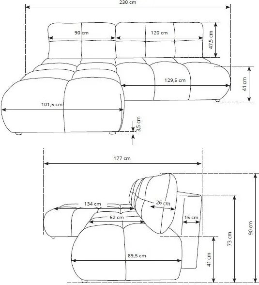 Ъглов Диван Лимо - Маслинен - Десен