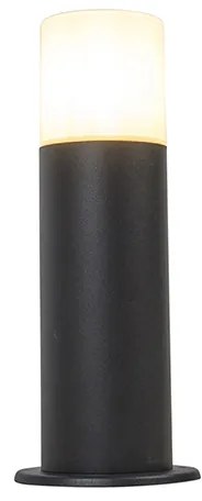 Стойка за външна лампа черна с опал бял абажур 30 см IP44 - Odense