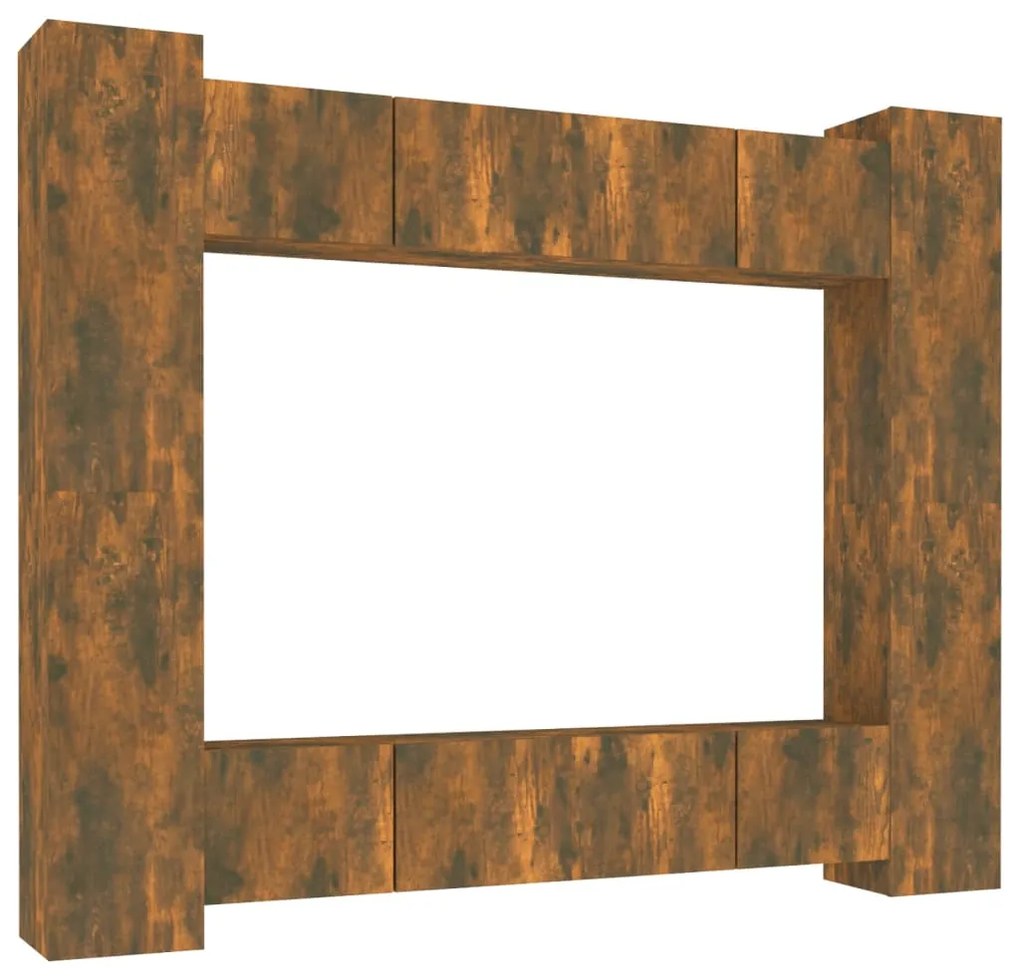 3114235 vidaXL Комплект ТВ шкафове от 8 части, опушен дъб, инженерно дърво