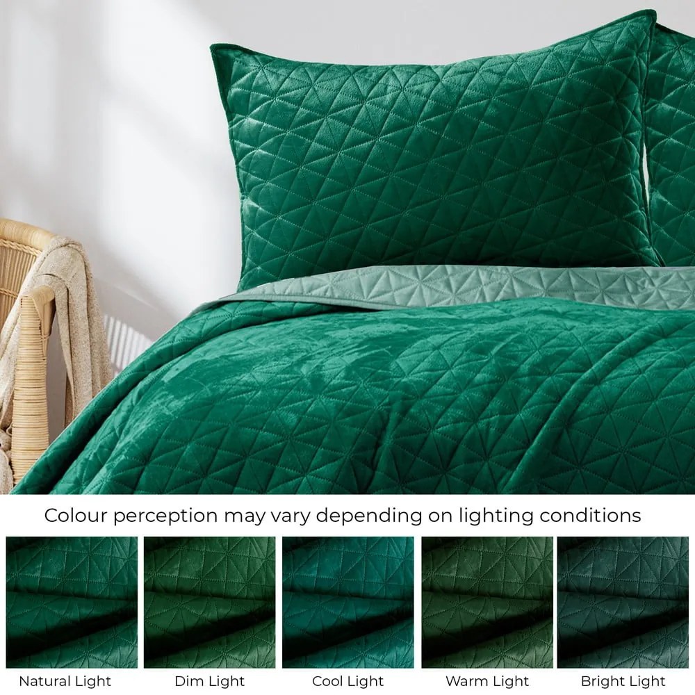 Зелено капитонирано покривало за легло 220x240 cm Laila – AmeliaHome