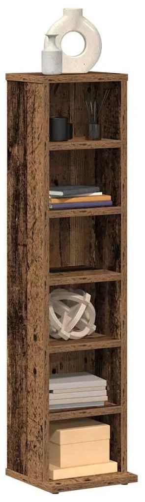 855828 vidaXL Шкаф за CD Старо дърво 21x20x88 cm Инженерна дървесина