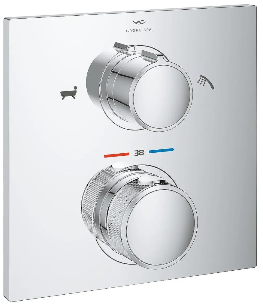 Термостат за вграждане, 19446002, с 2-посочен превключвател ръчен душ/чучур за вана