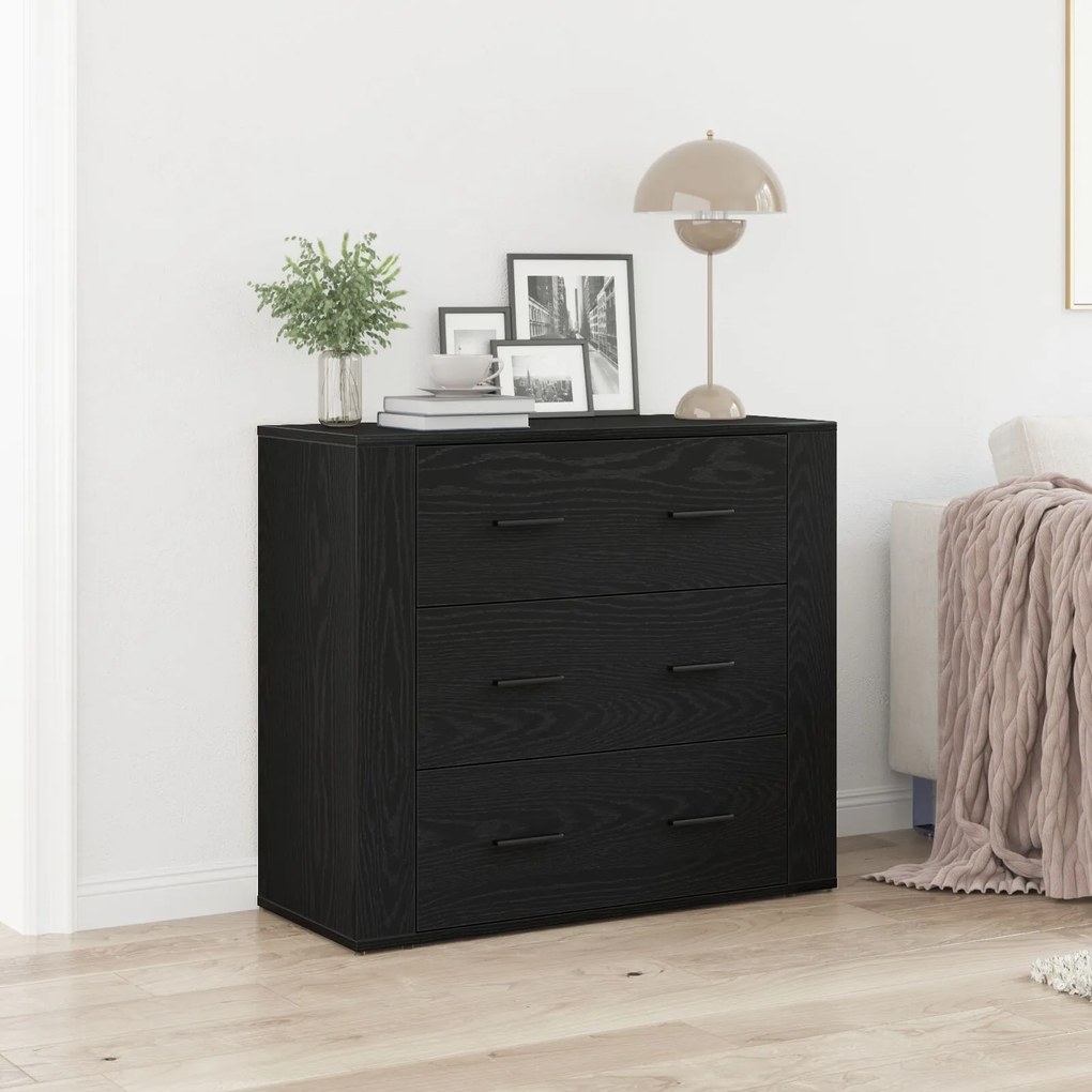 Sonata H Комод Черен Дъб 33x80x70 см Инженерна Дървесина
