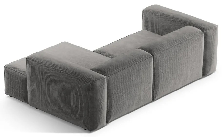 Светлосив ъглов диван от рипсено кадифе (десен ъгъл) Bergamo – Cosmopolitan Design