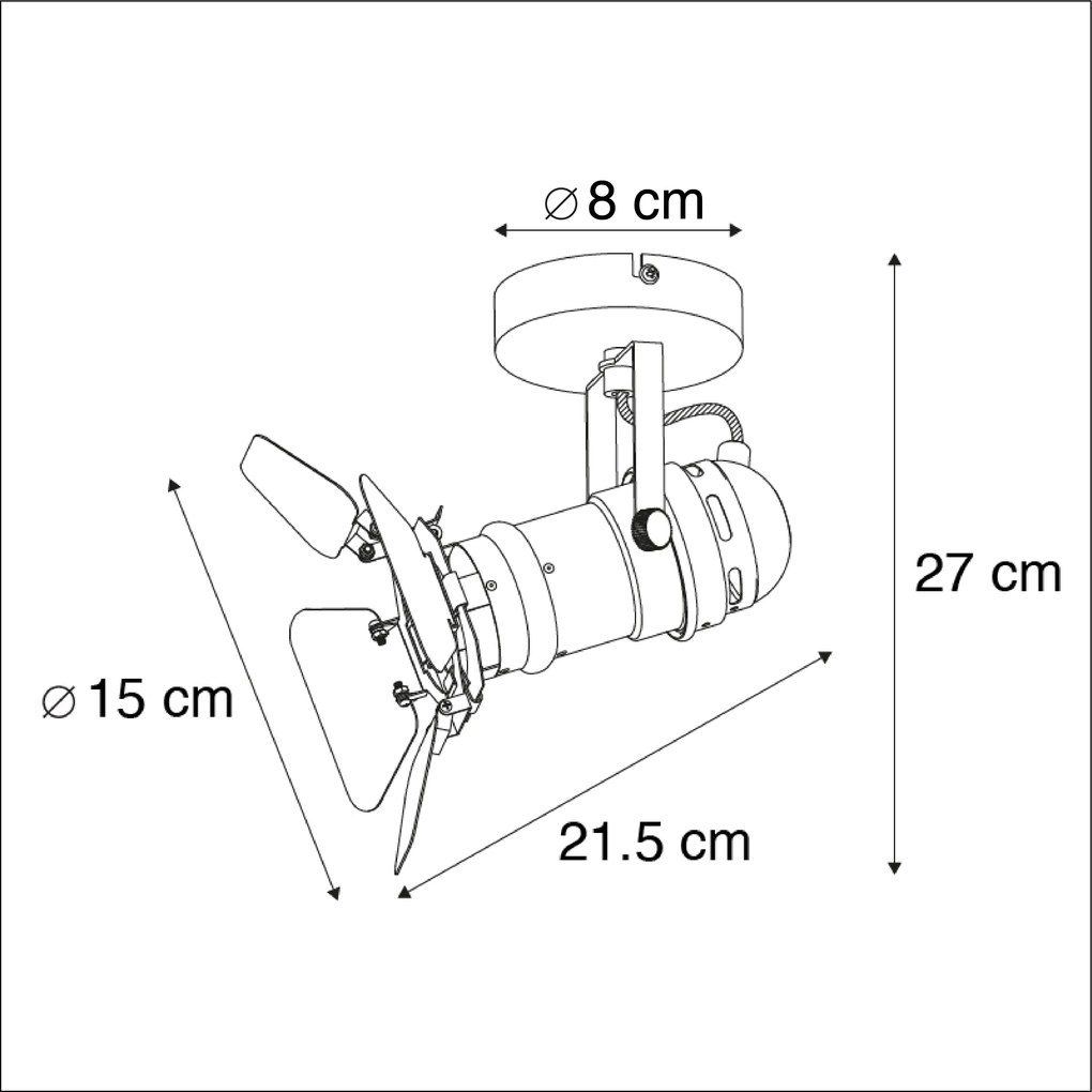 Индустриален студиен прожектор черен GU10 с клапи - Movie