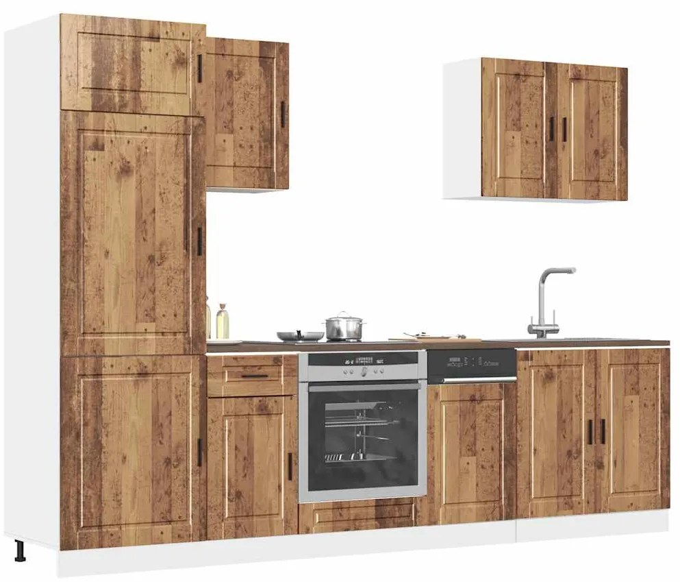 3314789 vidaXL Комплект кухненски шкафове, 7 части, "Porto", старо дърво, инженерно дърво