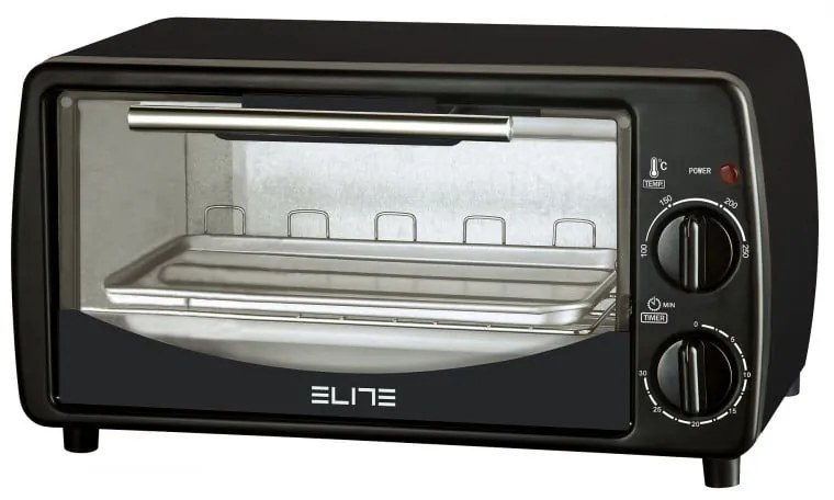 Мини фурна Elite EMO-2509, 650W, 7 л, 2 кварцови нагревателя, От 100 до 250C, Таймер 30 мин, Черен