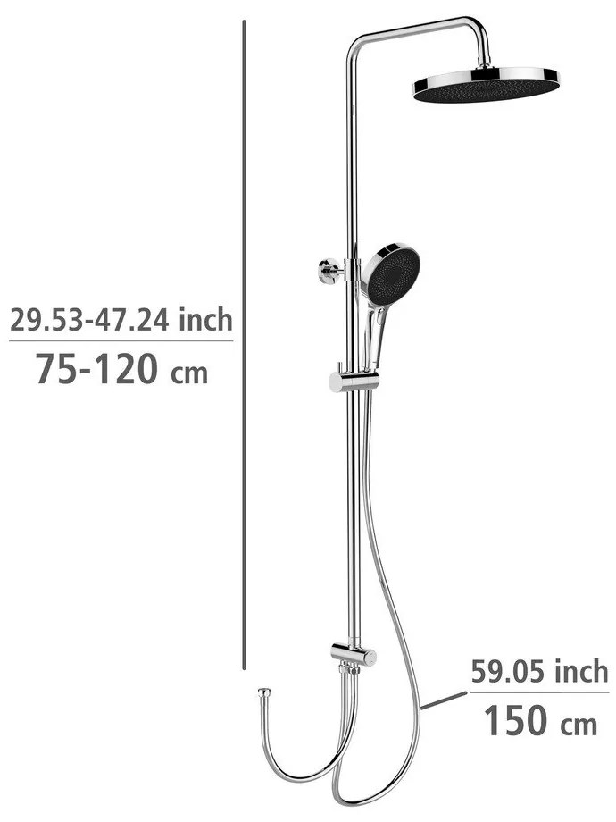 Душ комплект от неръждаема стомана в блестящо сребро 120 см Soft Water - Wenko