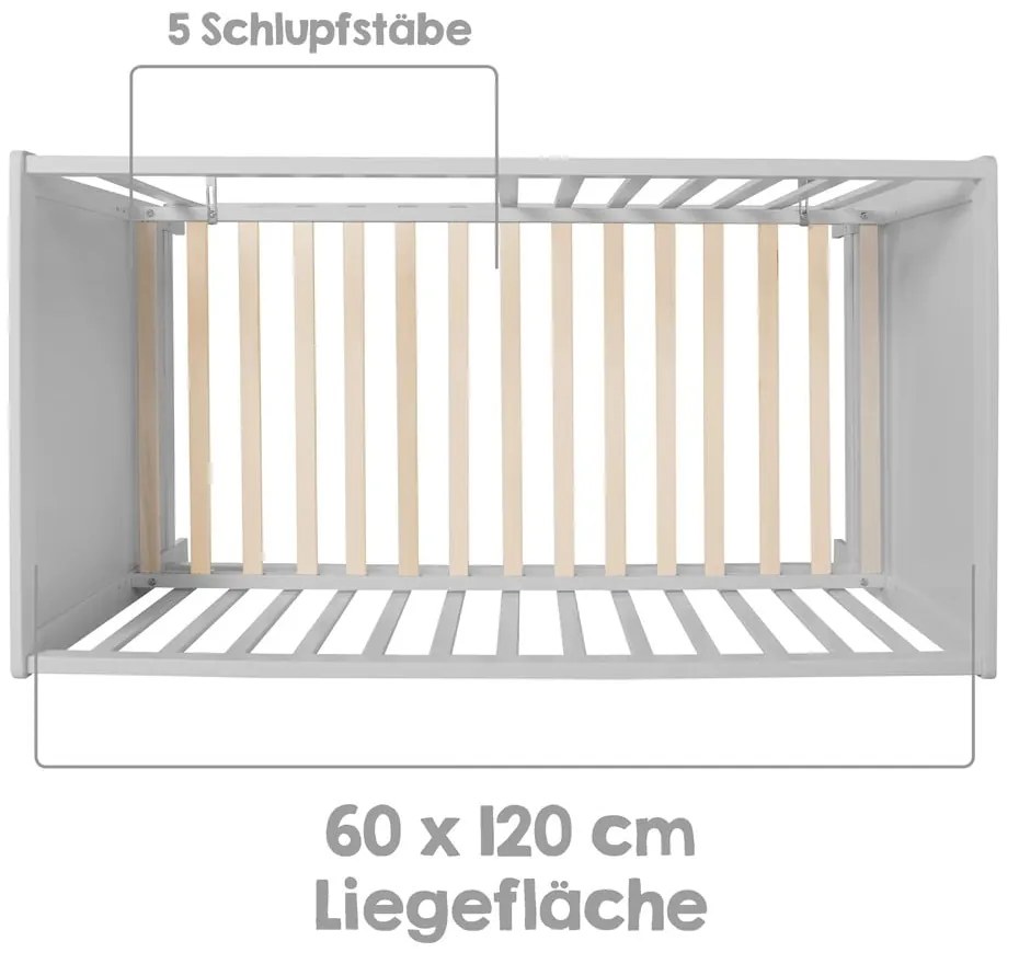 Светлосиво детско легло 60x120 cm - Roba
