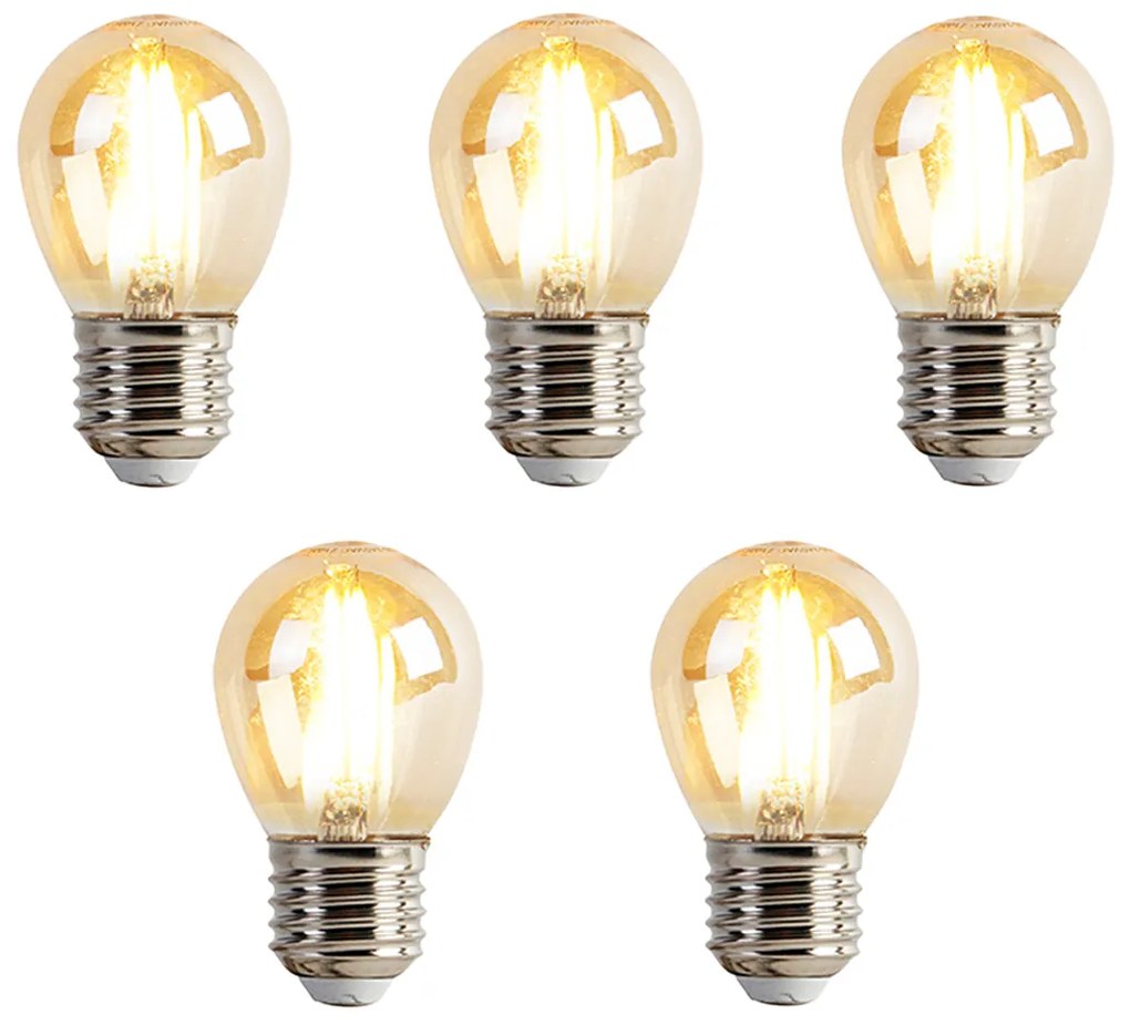 Комплект от 5 димируеми LED крушки E27 P45 Goldline 3.5W 330lm 2100K