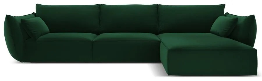 Тъмнозелен кадифен ъглов диван (десен ъгъл) Vanda – Mazzini Sofas