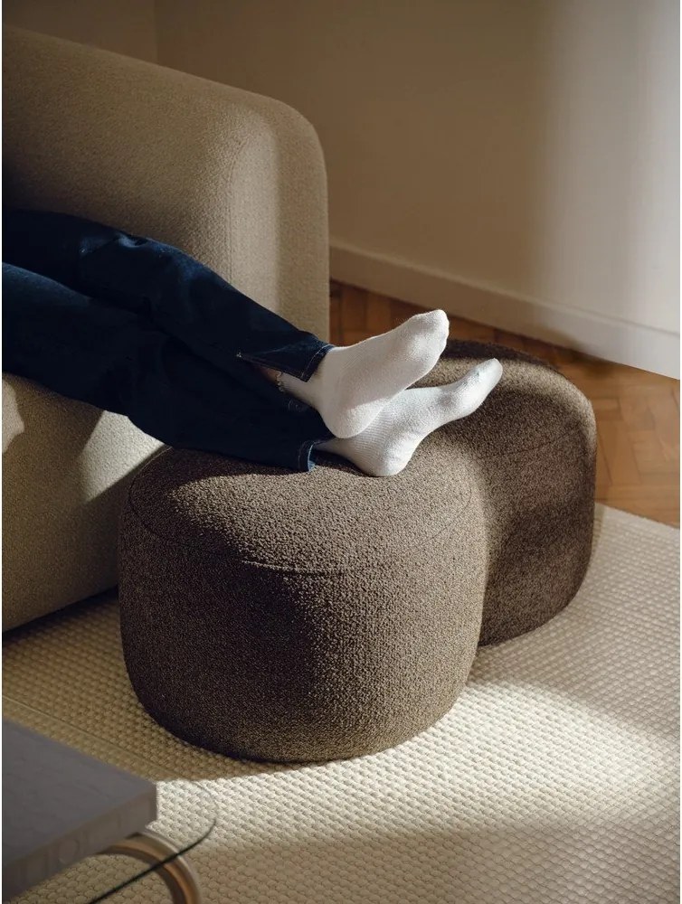 Тъмнокафява табуретка от прежда с примки от букле Umbo – noo.ma