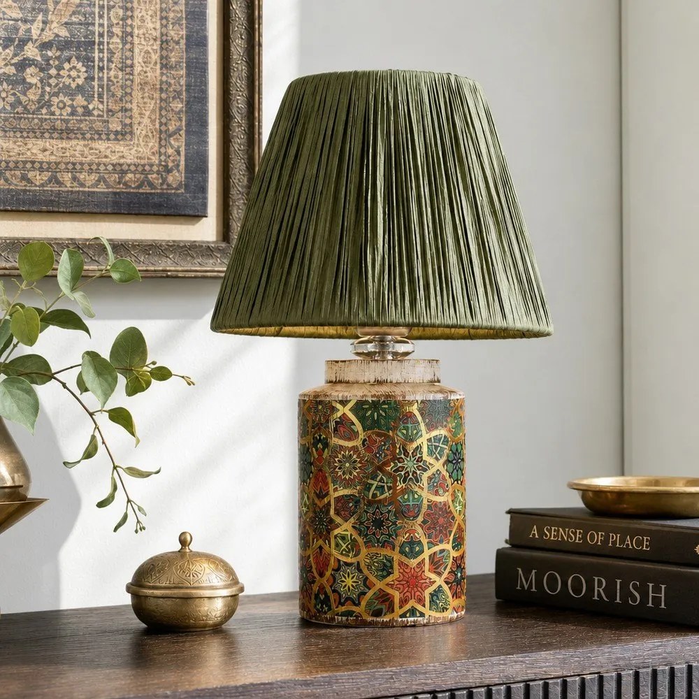 Зелена настолна лампа с абажур от хартиен шнур (височина 38 cm) Alev – Opviq lights