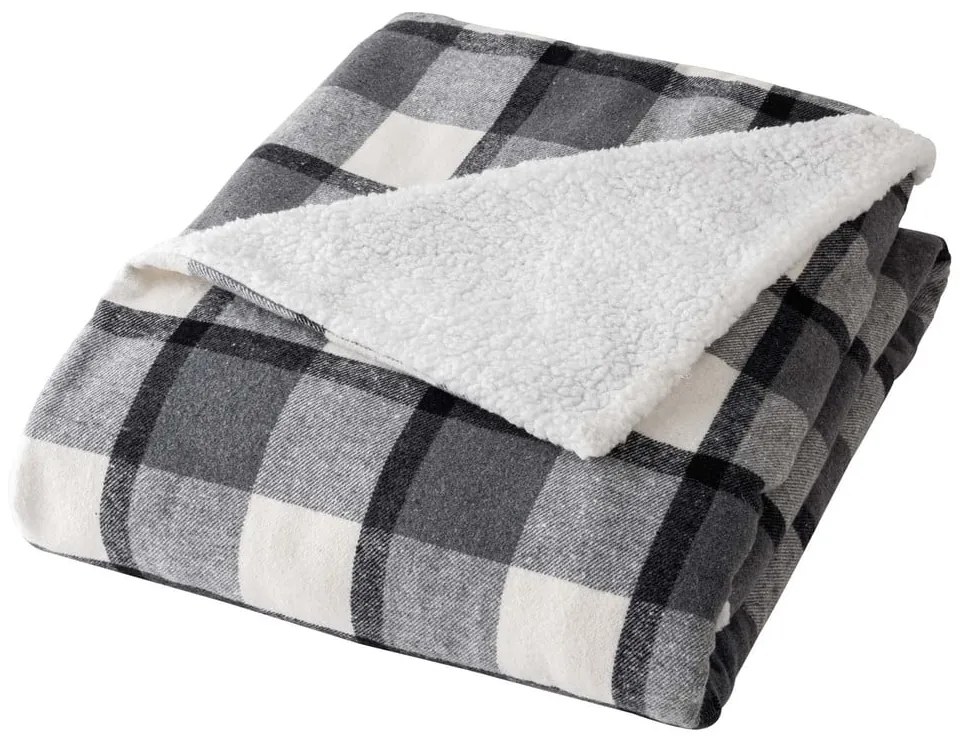 Сиво одеяло от шерпа 125x150 cm Ecossais – douceur d'intérieur