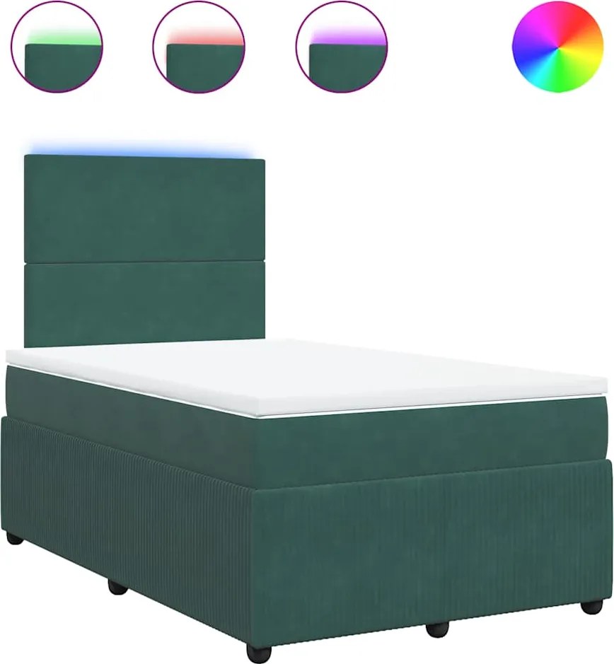 3294607 vidaXL Боксспринг легло с матрак, тъмнозелено, 120x200 см, кадифе