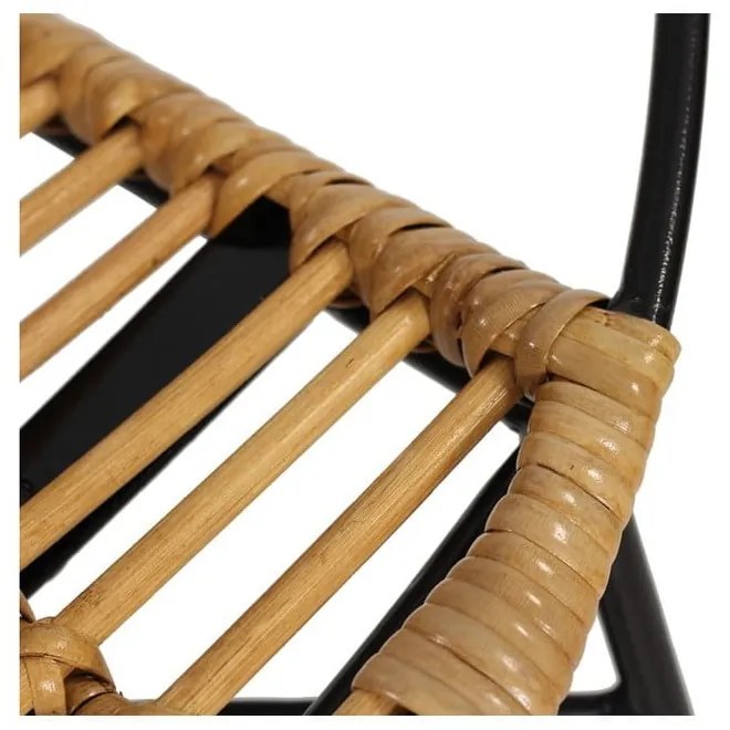 Комплект от 2 ратанови стола за хранене Carla и черна маса Strong - Bonami Essentials