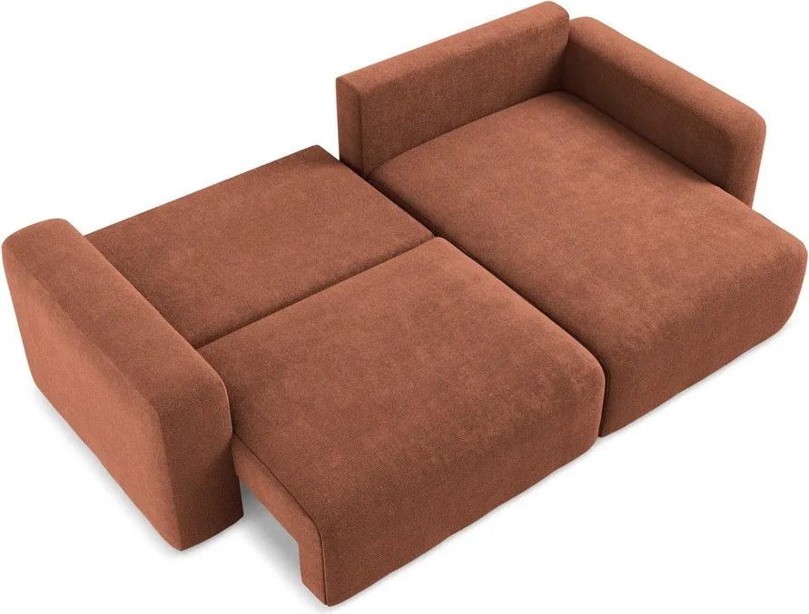 Теракотен шенилов сгъваем/с място за съхранение ъглов диван (десен ъгъл) Kona – Makamii