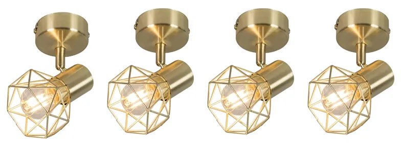 Комплект от 4 броя прожектори Art Deco месинг въртящи се и наклоняващи се - Mosh