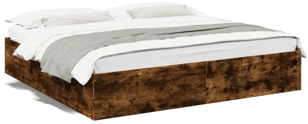 3280990 vidaXL Рамка за легло, опушен дъб, 200x200 см, инженерно дърво
