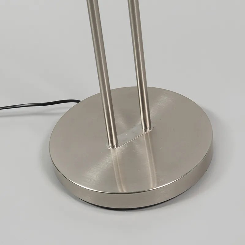 Подова лампа от стомана и бяла с регулируема лампа за четене - Luxor