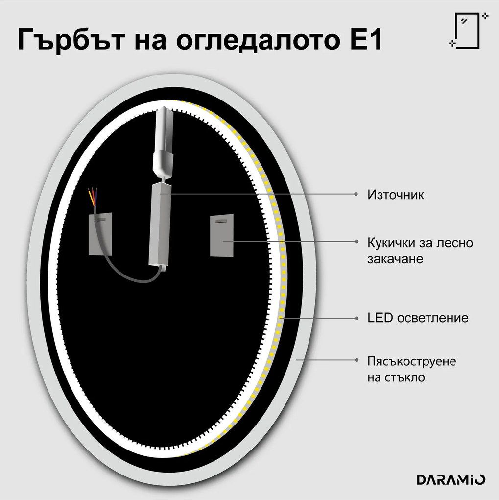 Кръгло огледало с лед осветление E1