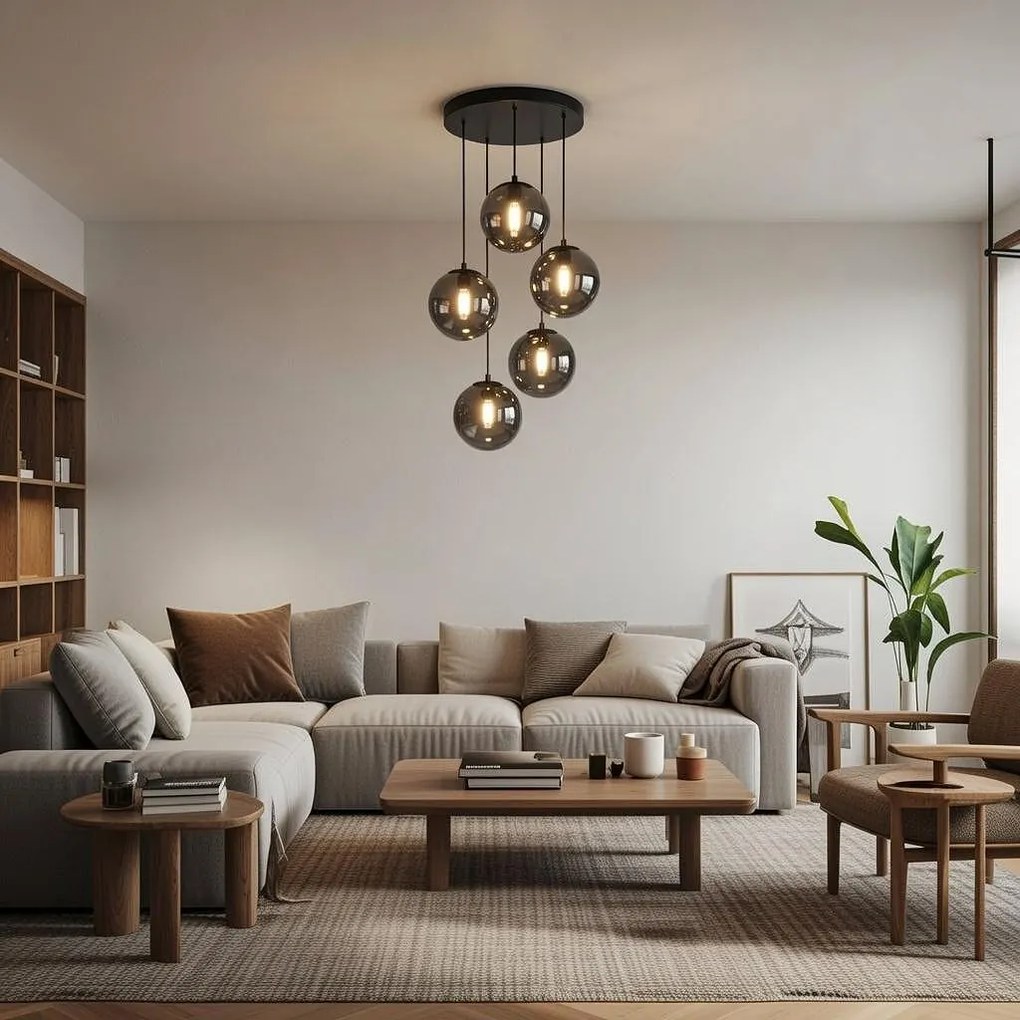 Пендел СИТИ, черен/сив, 5xE27