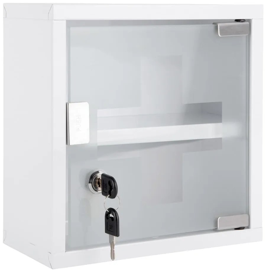 Бял метален висящ шкаф за лекарства 12x25 cm - PT LIVING