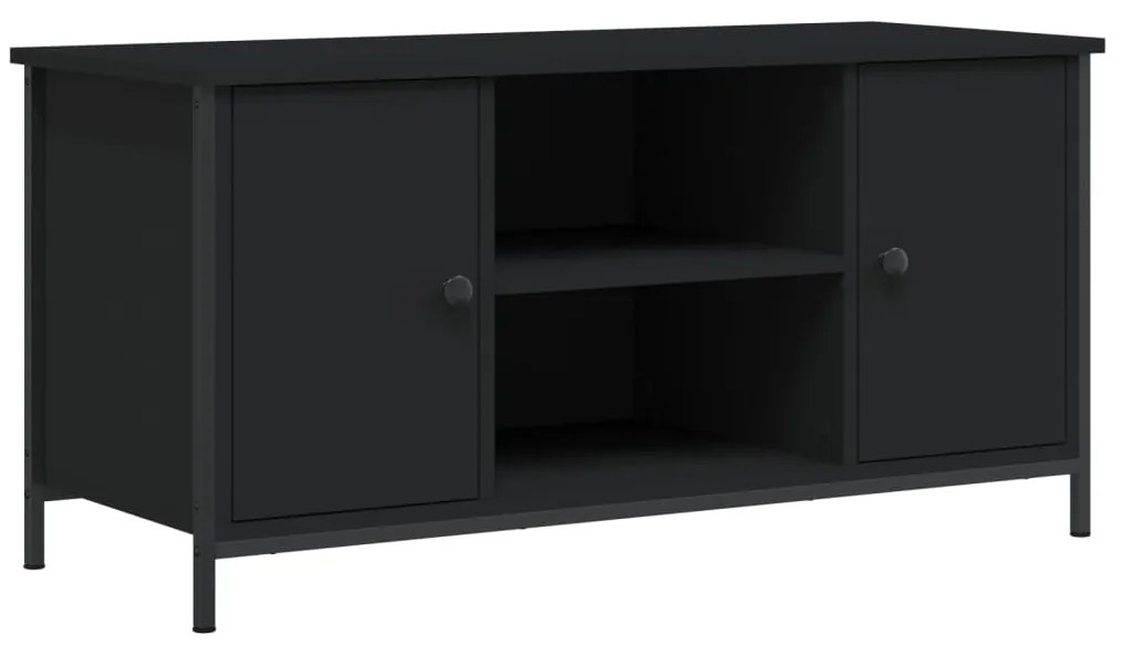 832763 vidaXL ТВ шкаф, черен, 100x40x50 см, инженерно дърво