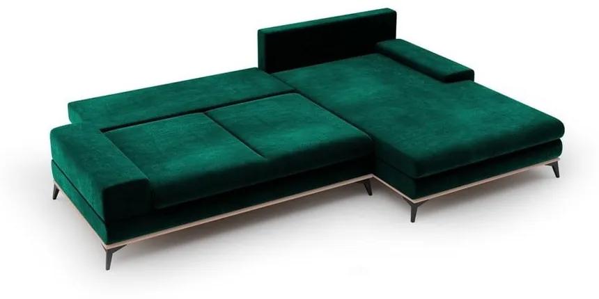 Светлозелен разтегателен диван с кадифена тапицерия , десен ъгъл Astre - Windsor &amp; Co Sofas
