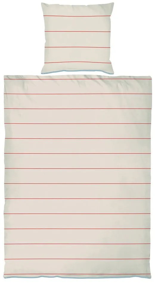 Червено-бежово единично спално бельо от памучен сатен 140x200 cm Align – Mette Ditmer Denmark