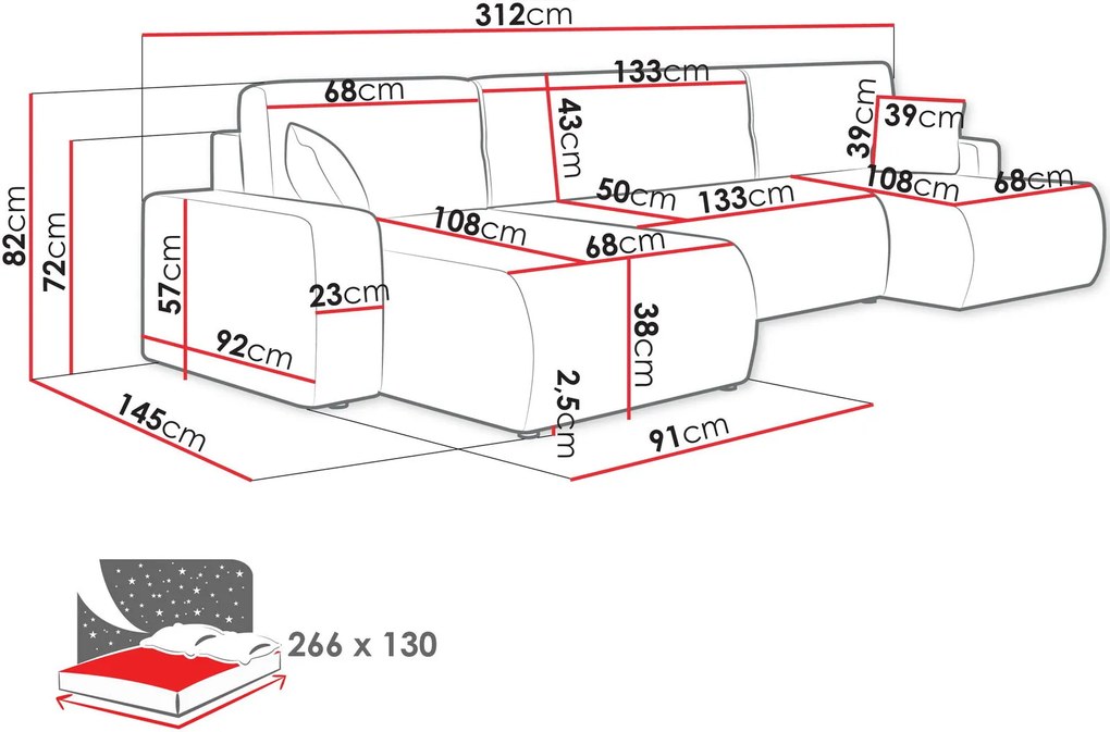 Ъглов диван Piano U-Бежов