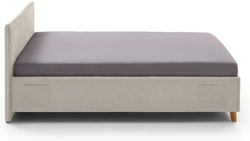 Бежово тапицирано детско легло 140x200 cm без ламелно дъно Fun – Meise Möbel