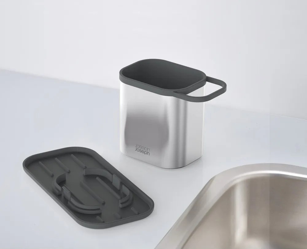 Метална стойка за перилни препарати в блестящо сребрист цвят Duo Steel – Joseph Joseph