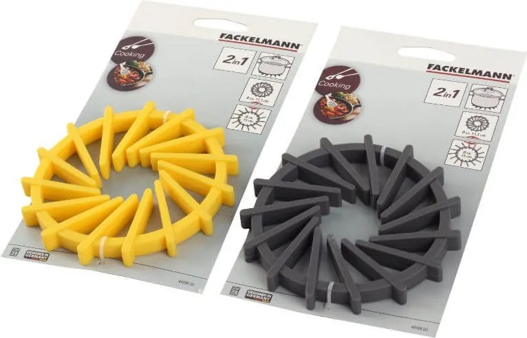 Силиконова подложка Fackelmann 44508, 11.5-19 см, Разтегателна, Топлоустойчива, Сив/Жълт