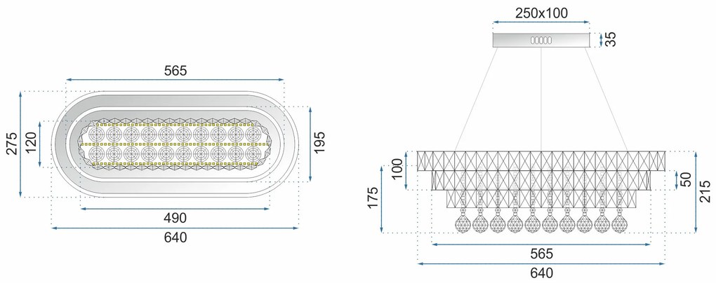 Кристален полилей LED 102W c дистанционно управление APP417-CP