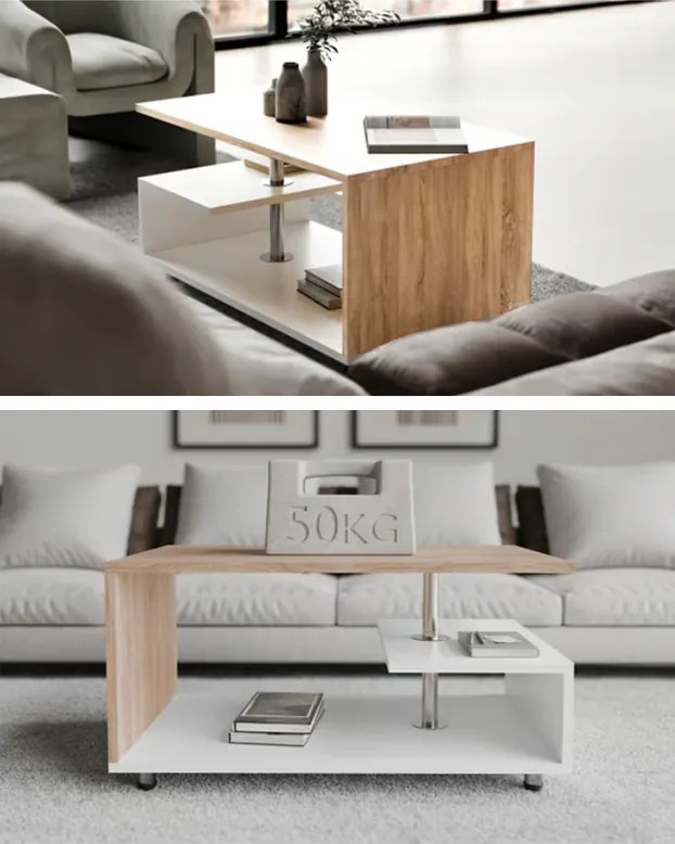 Модерна масичка за кафе Orlando с долен рафт - 95×55×50 cm Кафяво