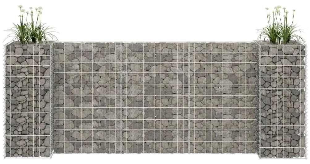 145661 vidaXL Габион плантер Н-образен, стоманена тел, 260x40x100 cм