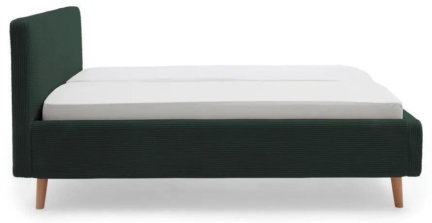 Тъмнозелено двойно легло 160x200 cm тапицирано без ламелно дъно Mattis Cord – Meise Möbel