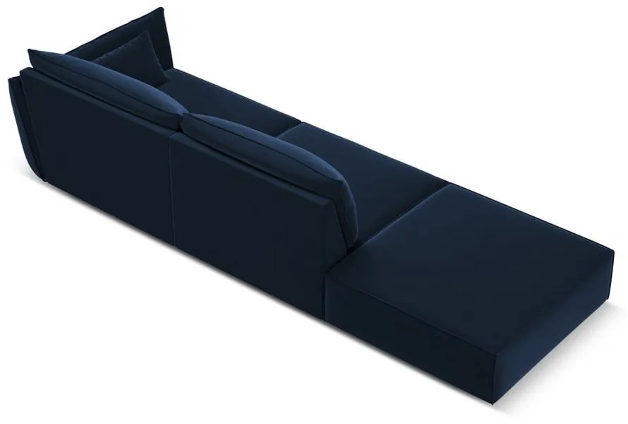 Тъмносин кадифен диван десен ъгъл 264 cm Vanda – Mazzini Sofas